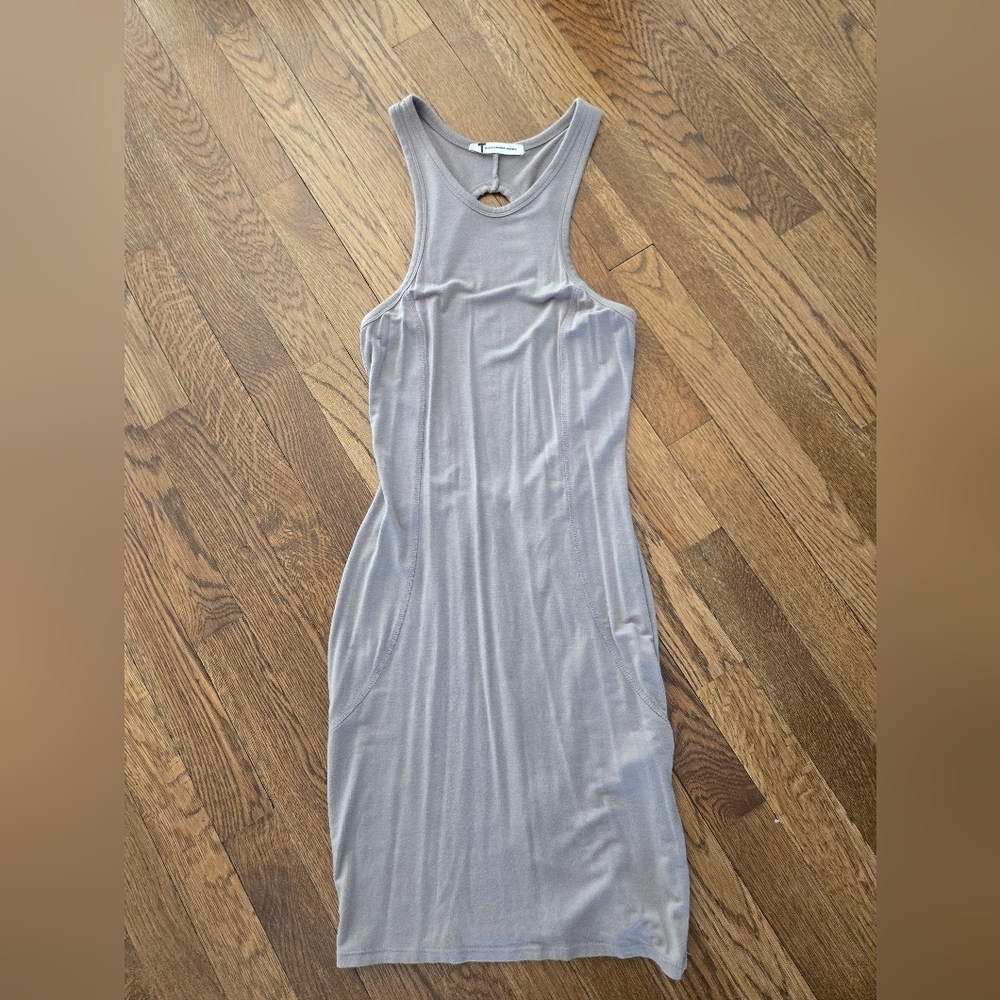 ALEXANDER WANG Gray Sleeveless Jersey Dress Sz S Keyhole Backless Bodycon Dress